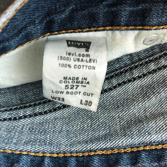 Levis Mens Jeans 527 Low Boot Cut Dark Wash 100% Cotton 33x30 - Picture 8 of 8